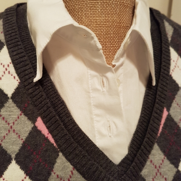 Petite Argyle Layered Sweater - Picture 3 of 6